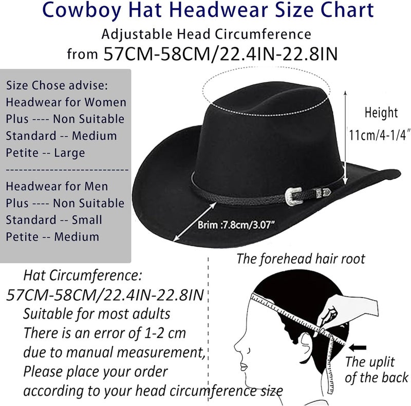 UTOWO Vintage Western Cowboy Hat for Men Outback Cowgirl Hat M/L - Image 3